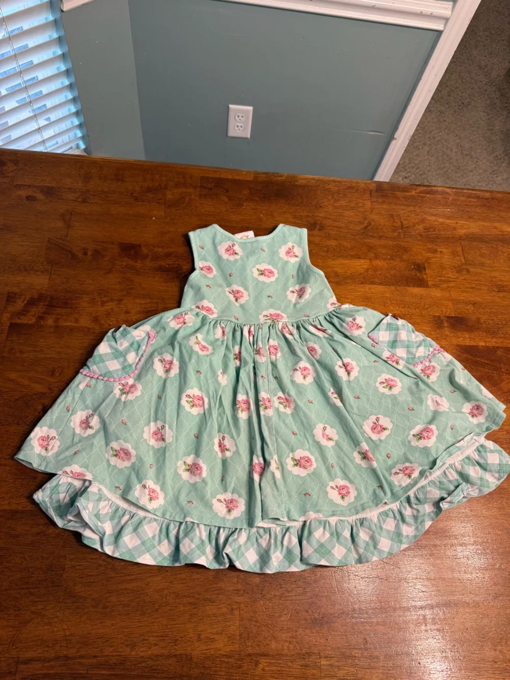 Swoon Baby Mint Green Floral Twirl Dress Ruffle Pocket Girls Size 7